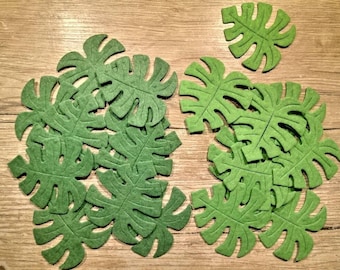 20 Stück grüne Monstera Blätter aus Filz 10 Stück Filz Blatt Dekor Filz Verschönerung Filzblätter stanzen, gestanzte Blätter, Filzblatt, DIY