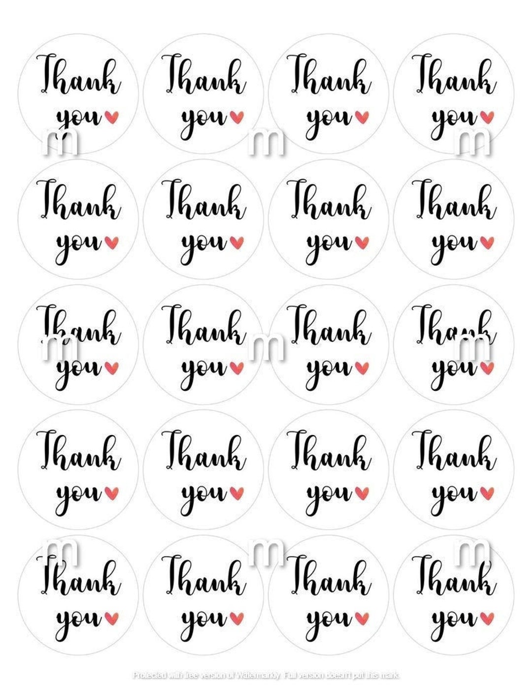 Printable Thank You Cards Thank You Circle Tags Thank You Labels Thank ...