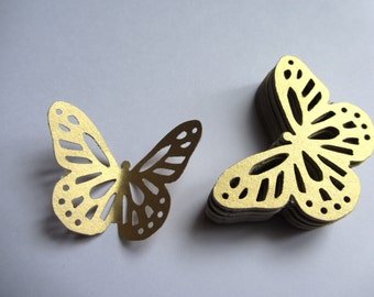 Paper butterflies 50 die cut butterflies, die cuts, wedding decorations, scrapbooking, weddings, gold butterflies