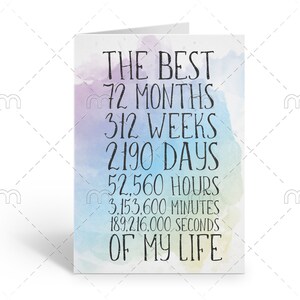 Printable 6th Anniversary Card Sixth Anniversary 6 Year Anniversary the ...