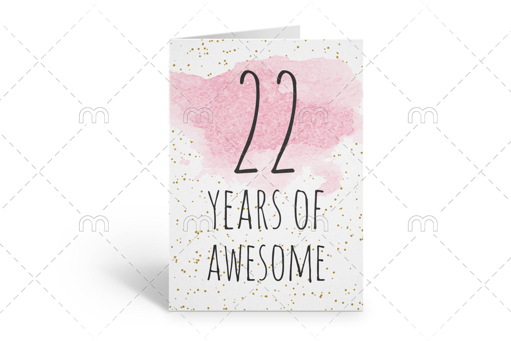 PRINTABLE 22th Birthday Card, Birthday Card Printable, Instant Download ...