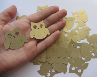 Gold Wedding Owl Die Cuts - Wedding Table Confetti - Baby Shower Animal Decoration - Paper Owls - Gold baby shower