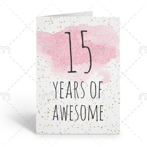 PRINTABLE 15th Birthday Card, Birthday Card Printable, Instant Download ...