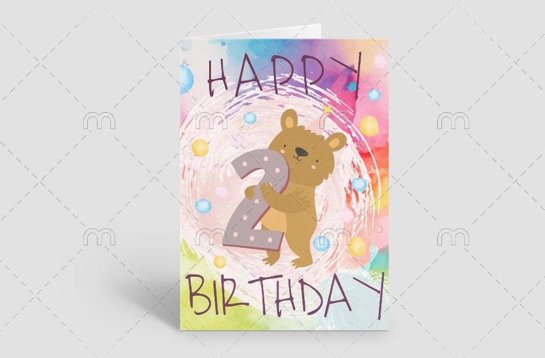 PRINTABLE 2nd Birthday Card Printable Instant Download Birthday Card ...