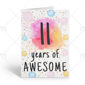 PRINTABLE 11th Birthday Card Birthday Card Printable Instant Download ...
