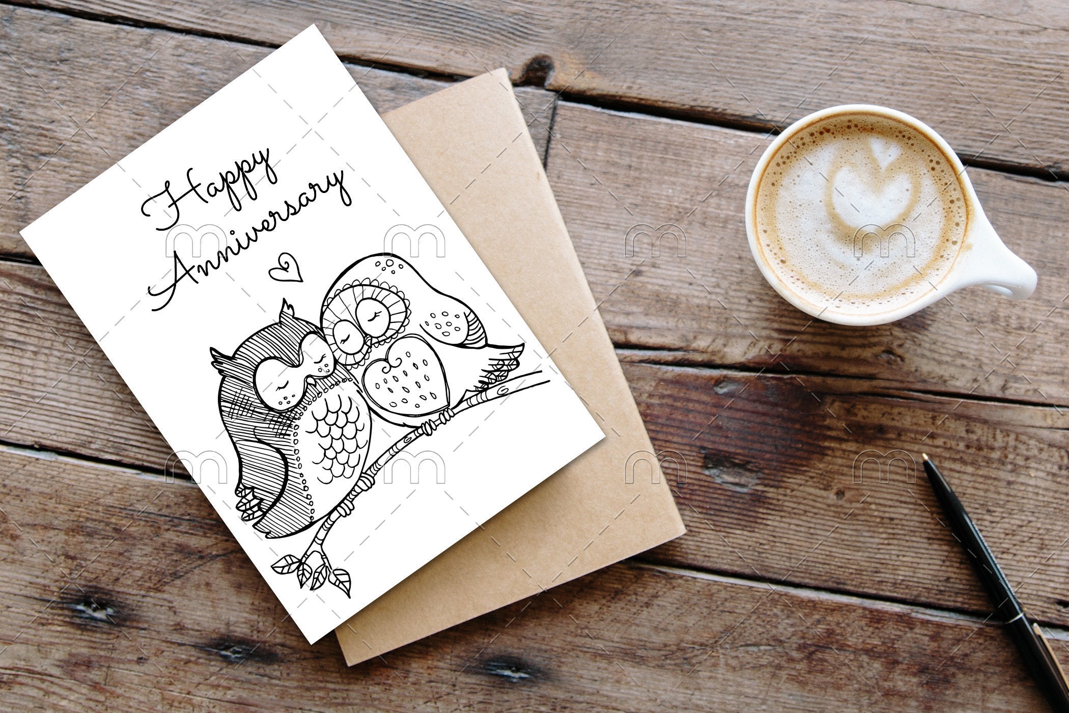 Printable Anniversary Card Coloring Anniversary Card - Etsy