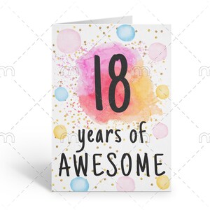 PRINTABLE 18th Birthday Card Birthday Card Printable Instant Download ...