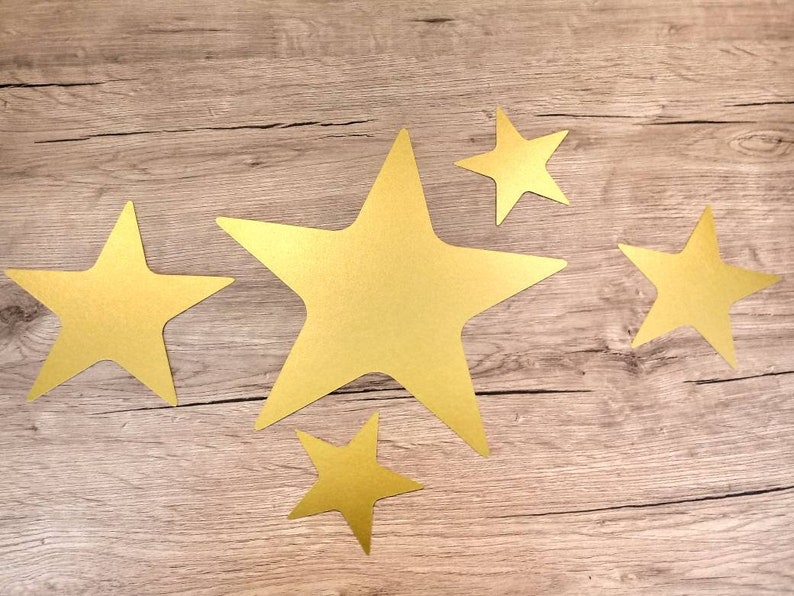 Gold Stars 50 pcs various sizes Large Gold Paper Stars Wedding decorations Paper Die Cut Stars Holidays Wedding Party Birthday
