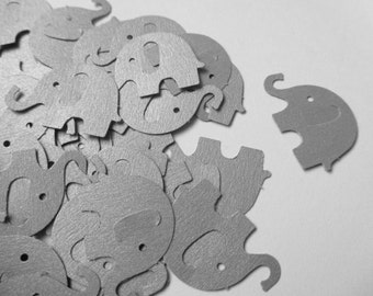 Silver Elephant Die Cuts - Table Confetti - Baby Shower Decoration - Paper elephants - Silver baby shower