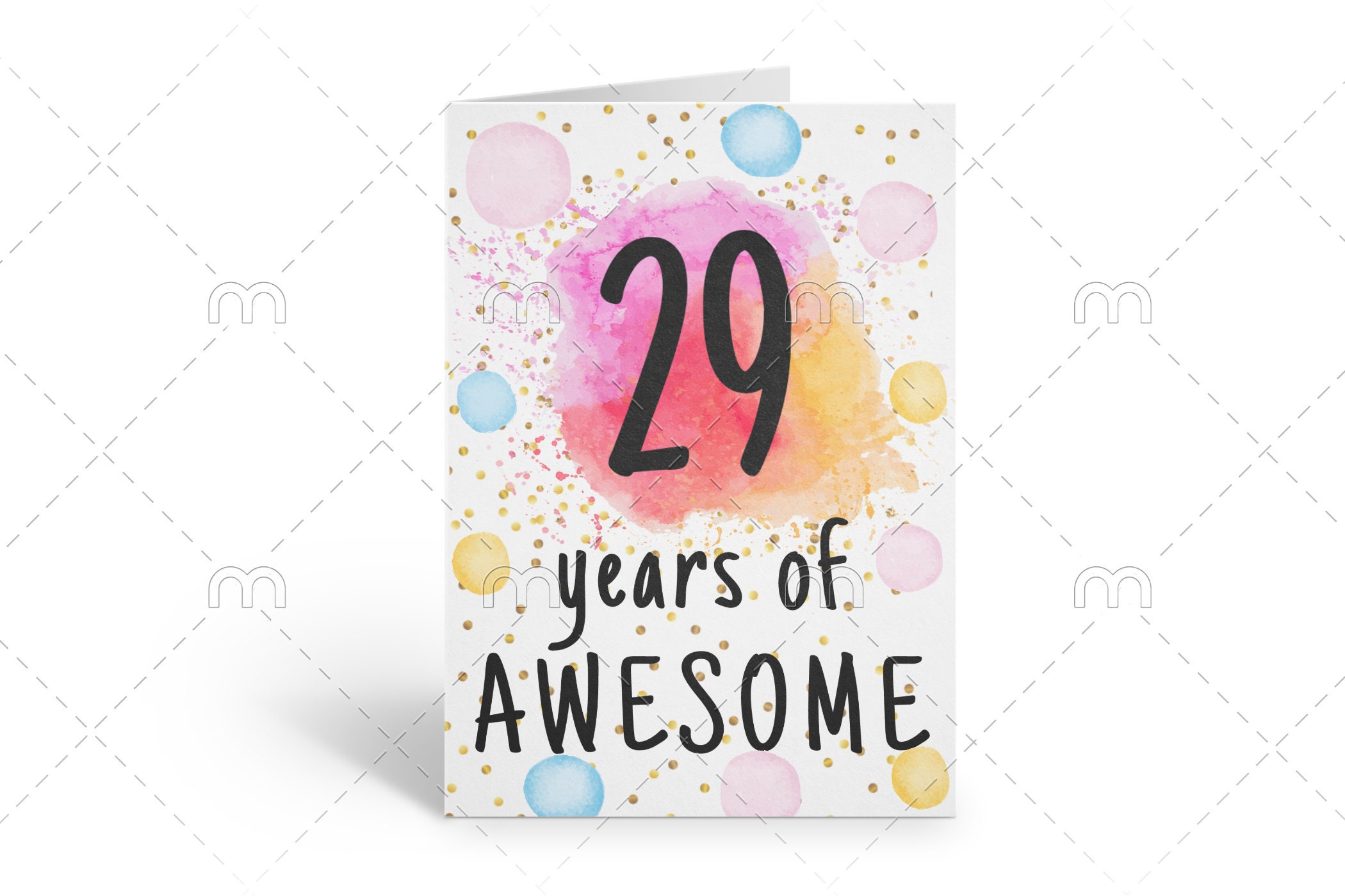 PRINTABLE 29th birthday card birthday card printable instant | Etsy