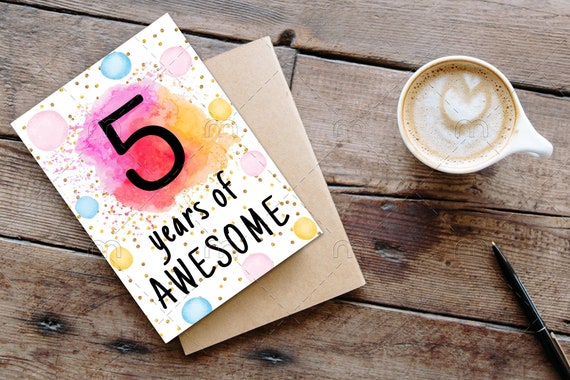 PRINTABLE 5th Birthday Card Printable Instant Download | Etsy Canada