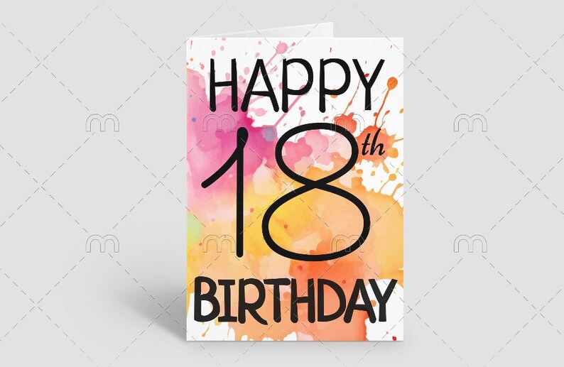 PRINTABLE 18th Birthday Card Birthday Card Printable Instant Download ...