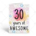 PRINTABLE 30th Birthday Card Birthday Card Printable Instant Download ...