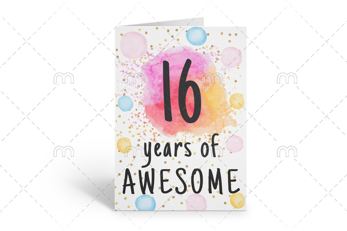 PRINTABLE 16th Birthday Card Birthday Card Printable Instant - Etsy