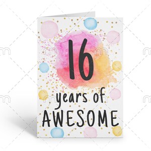PRINTABLE 16th Birthday Card Birthday Card Printable Instant Download ...