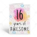 PRINTABLE 16th Birthday Card Birthday Card Printable Instant Download ...