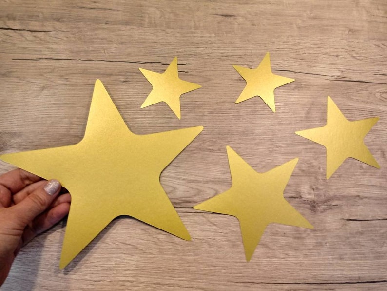 Gold Stars 50 pcs various sizes Large Gold Paper Stars Wedding decorations Paper Die Cut Stars Holidays Wedding Party Birthday