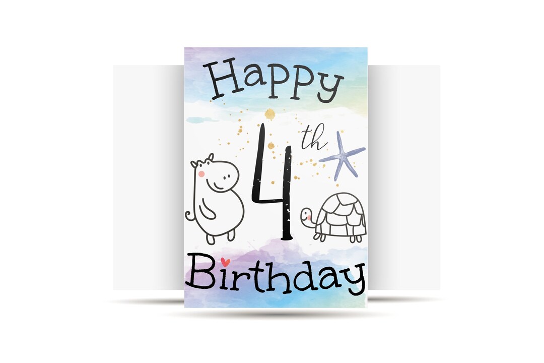 PRINTABLE 4th Birthday Card Printable Instant Download Birthday Card 4 ...