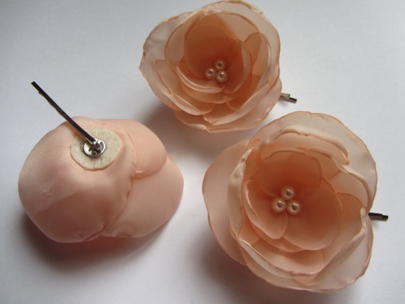 peach flower hair accessories