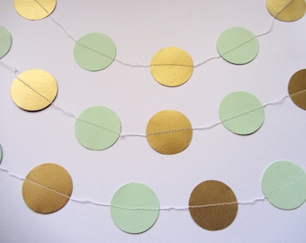 Paper Garland - Circle Garland Paper Wedding Garland Birthday Garland Birthday Bunting Wedding Garland gold and mint green Birthday party