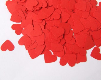 Corazones rojos - Corazones de confeti de mesa - Decoración de la boda - Corazones de papel rojo - Corazones de boda - Corazones rojos cortados - Corazones de tamaño mediano