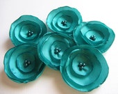 Fabric flowers 1.5" flowers wedding flowers turquoise bridal bride bridesmaid turquoise wedding table decoration