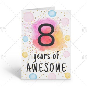 PRINTABLE 8th Birthday Card Birthday Card Printable Instant Download ...