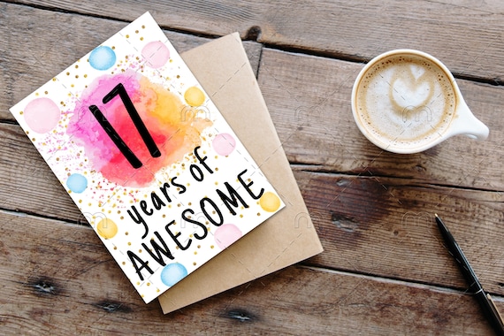 PRINTABLE 17th Birthday Card Birthday Card Printable Instant - Etsy
