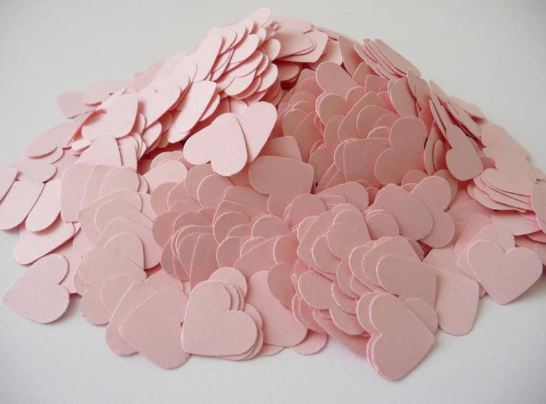 Paper hearts 1000 die cut hearts wedding confetti hearts pink hearts image 1