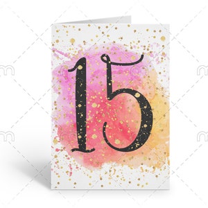 PRINTABLE 15th Birthday Card Birthday Card Printable Instant Download ...