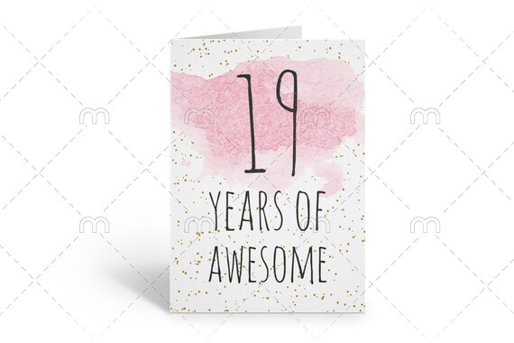PRINTABLE 19th Birthday Card Birthday Card Printable Instant - Etsy