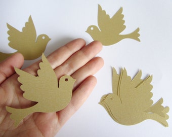 Paper doves 30 die cut doves die cut birds wedding decorations scrapbooking weddings gold doves 3 inches