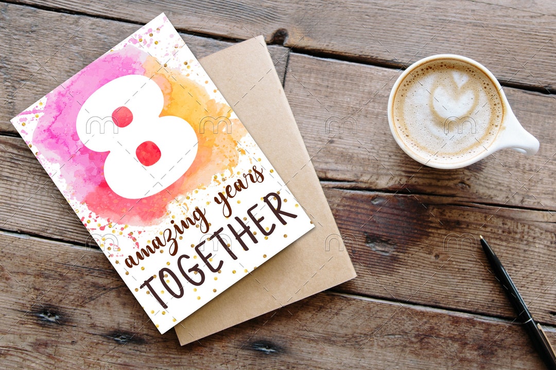 Printable 8th Anniversary Card 8 Amazing Years Together Downloadable ...