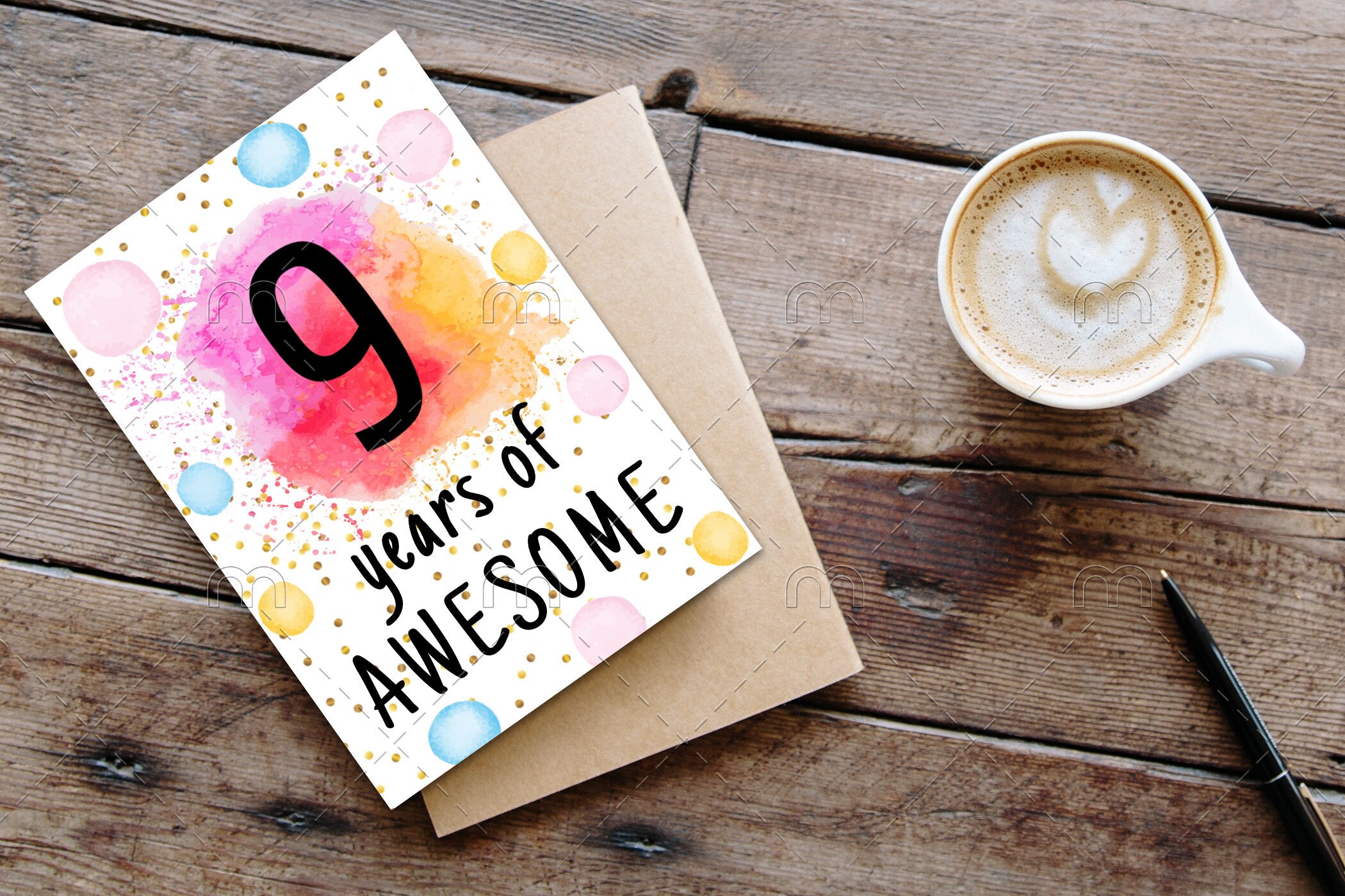 PRINTABLE 9th Birthday Card Birthday Card Printable Instant Download ...