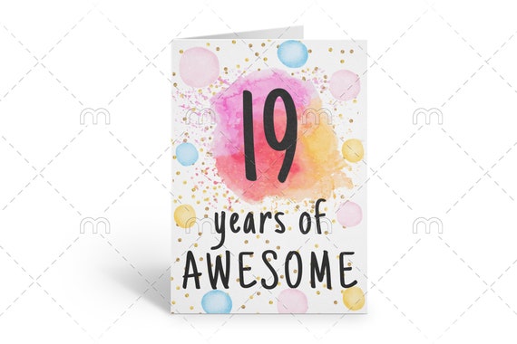 PRINTABLE 19th Birthday Card Birthday Card Printable Instant - Etsy Israel