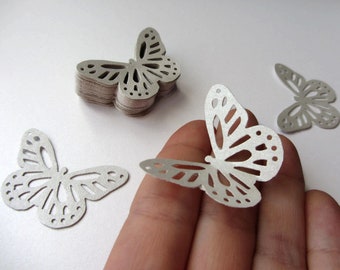 Paper butterflies 50 die cut butterflies, die cuts, wedding decorations, scrapbooking, weddings, silver butterflies