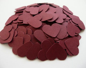 Wedding confetti hearts - burgundy - Paper hearts - 200 die cut hearts - paper heart confetti - weddings