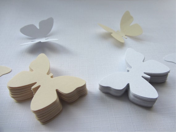 3D Paper Butterfly 3d Paper Butterflies Die Cut Butterflies Die Cuts  Wedding Decorations Scrapbooking Weddings Light White Butterflies 