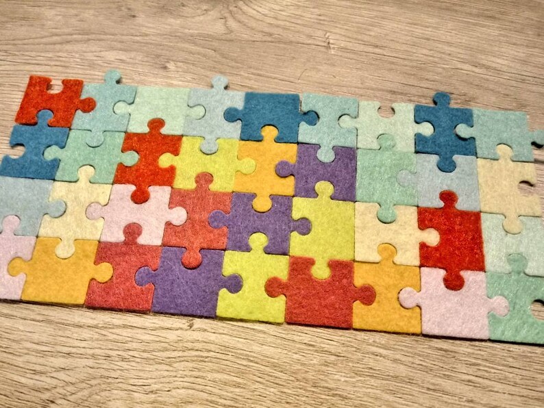 Felt Jigsaw Puzzle Pieces mixed colors Felt Puzzle Die cuts Etsy