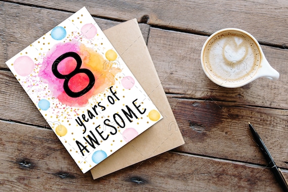 PRINTABLE 8th Birthday Card Birthday Card Printable Instant - Etsy
