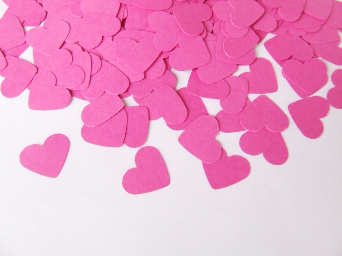 Wedding Confetti Hearts Valentines Day Pink Paper Hearts Etsy