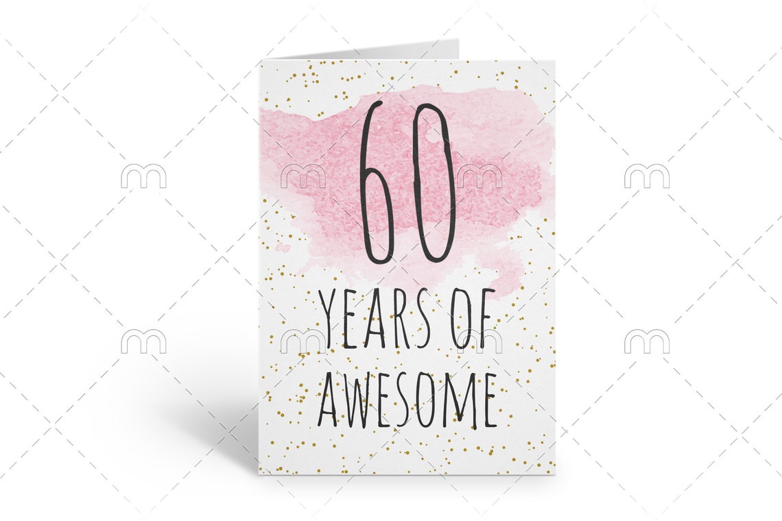 PRINTABLE 60th Birthday Card Birthday Card Printable Instant - Etsy