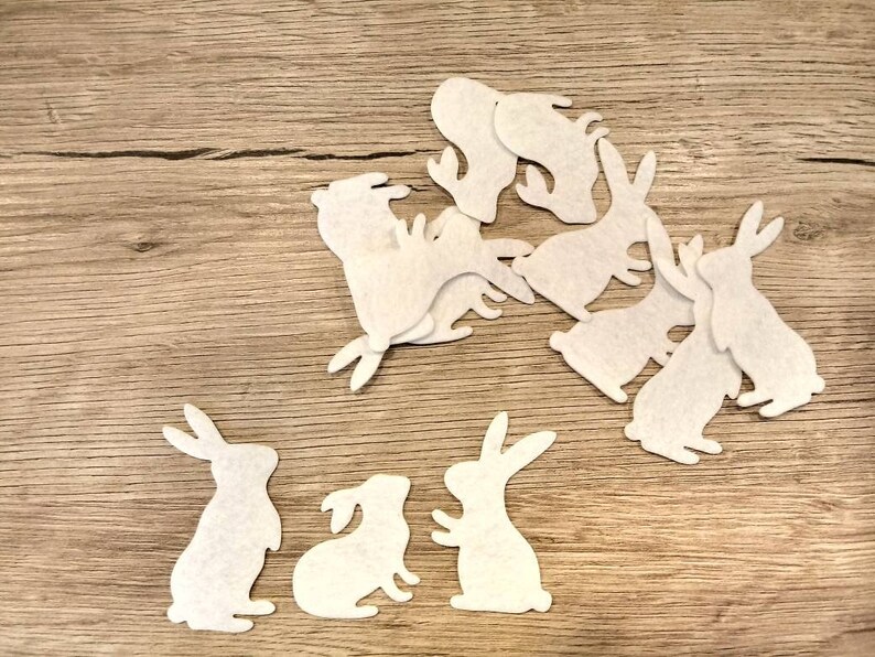 12 Felt Bunny Rabbits Rabbit Die Cuts Animal Shapes Felt Pets Mixed Colours white Felt Die Cuts Easter Craft Embellishments