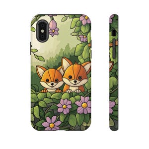 Bonita funda de zorro para teléfono, regalo para amantes de la naturaleza, funda para amantes de los animales, estilo veraniego, funda floral única, accesorio para teléfono