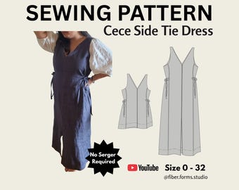 CeCe Side Tie Dress Sewing Pattern: Beginner Friendly, Size Inclusive (PDF Pattern)