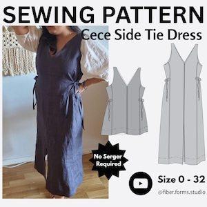 CeCe Side Tie Kleid | PDF Schnittmuster | 0-32 Größe inclusive | Einstellbar Kleid | Kein Serger erforderlich 2 Ansichten | Anfängerfreundlich