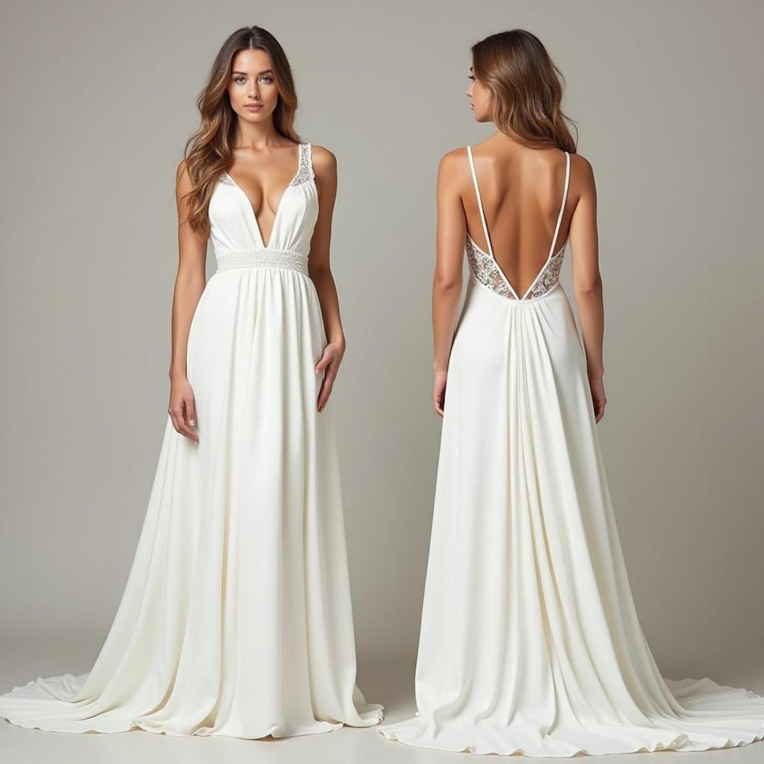 A-line Wedding Dress, Ivory Bridal Dress, Beach Wedding Dress Simple ...