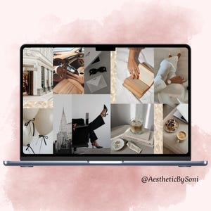 Sfondo desktop Moodboard estetico di lusso. Download immediato. MacBook, Windows...