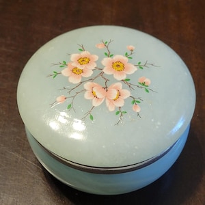 Boîte à Bijoux En Albâtre Avec Décor Floral - Occasion En Bon état - Pas De Cassure