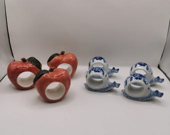 Vintage Delft Blue Snail & Stokes Napkin Rings
